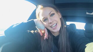 Homemade video of Madi pleasuring will not hear of pussy in the car - HD