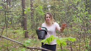 Outdoor dick sucking and fucking in rub-down the forest with Leonie