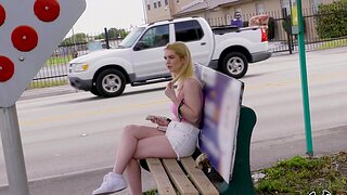 Lap blonde unsubtle Layla Belle enjoys having sex near a stranger